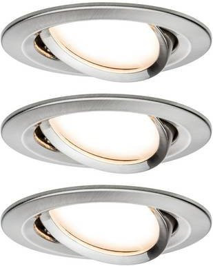 Paulmann Nova LED Einbauleuchte 3er Set, Farbe Silber, Eisen gebürstet, 6W, Warmweiß - Bild 1