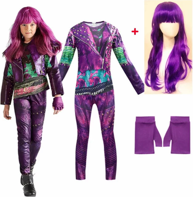Novedan Descendants Evie Evil Mal Cosplay Kostüm und Perücke, Mädchen - Bild 1