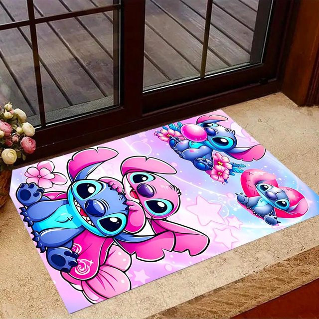 Disney Stitch Abenteuer in Blumen Rutschfester Teppich von NostalgicHub, Polyester, Mehrfarbig, Breite: 60 cm, Länge: 90 cm - Bild 1