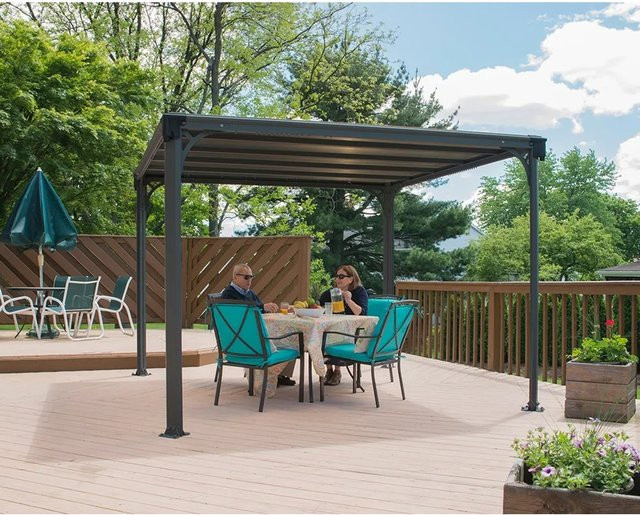Palram - Canopia Milano Gartenpavillon Anthrazit mit LED Set und Polycarbonat-Dach B/T/H: 310 x 310 x 75 cm - Bild 1