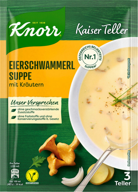 Knorr Kaiser Teller Eierschwammerl-Suppe mit Kräutern vegan 3 x 30,67 g - Bild 1
