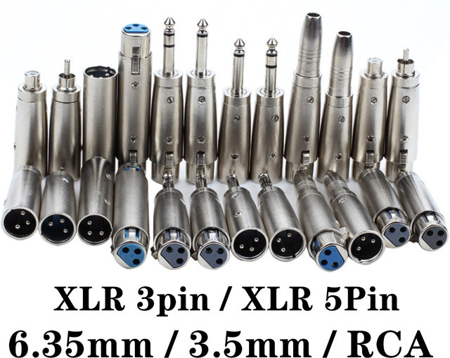 QinMSY Mikrofonadapter XLR 3-Pin weiblich auf 6,35 mm Klinke weiblich und 3,5 mm Klinke männlich, Farbe: Silber - Bild 1