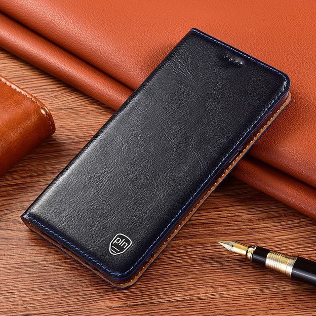 Leder Klapphülle im Crazy Horse-Design für Apple iPhone 11 Pro Max, XS Max und XR in Blau - Bild 1