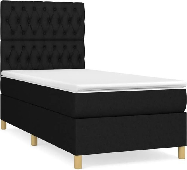 vidaXL Boxspringbett Hybrid mit Matratze und Taschenfedern Schwarz B/T/H: 90 x 200 x 118 cm - Bild 1