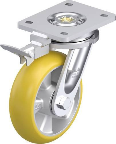 Blickle Schwerlast-Lenkrolle LO-ALTH 160K-CO-RI4 in Silber und Gelb aus Aluminium mit 160 mm Rad-Durchmesser und einer Tragfähigkeit von max. 750 kg - Bild 1