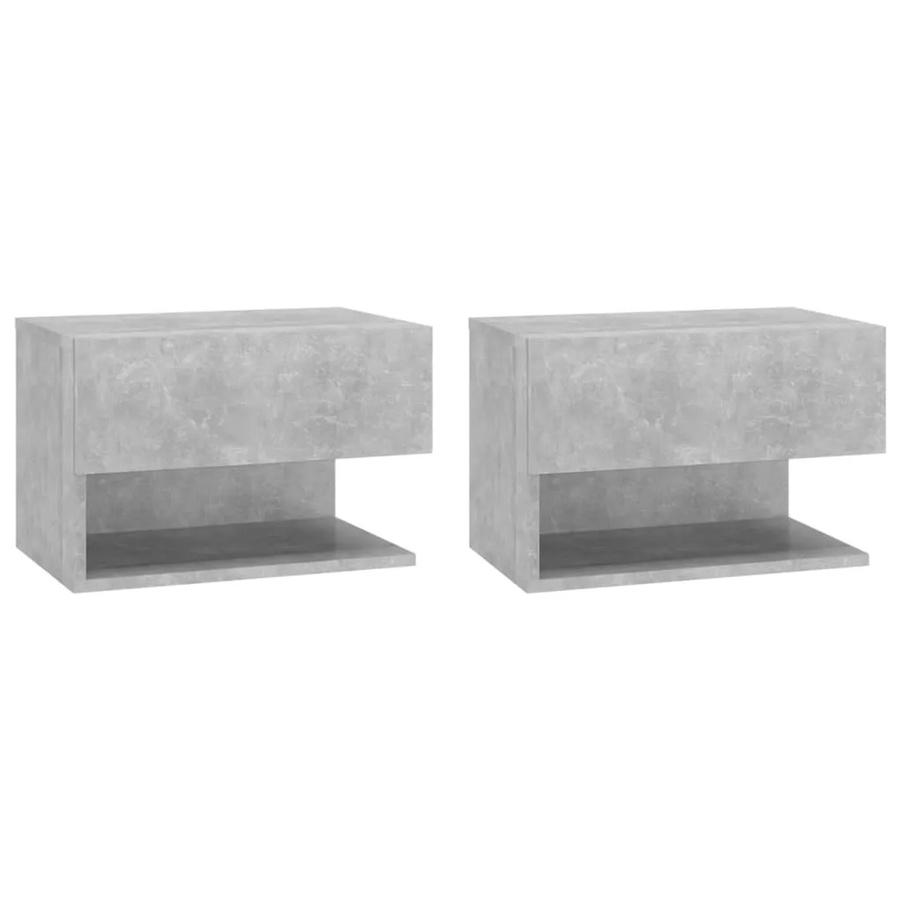 vidaXL Wand-Nachttische 2er-Set Modell 4 aus Holzwerkstoff in Betongrau, B/T/H: 29,5 x 30,0 x 29,5 cm - Bild 2