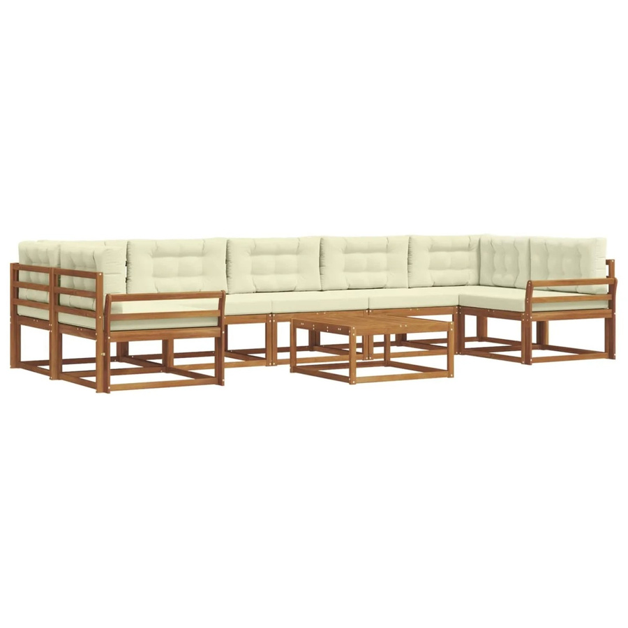 vidaXL Outdoor-Sofagarnitur L-Form aus Akazienholz mit 8 Kissen in Natur und Beige - Bild 2