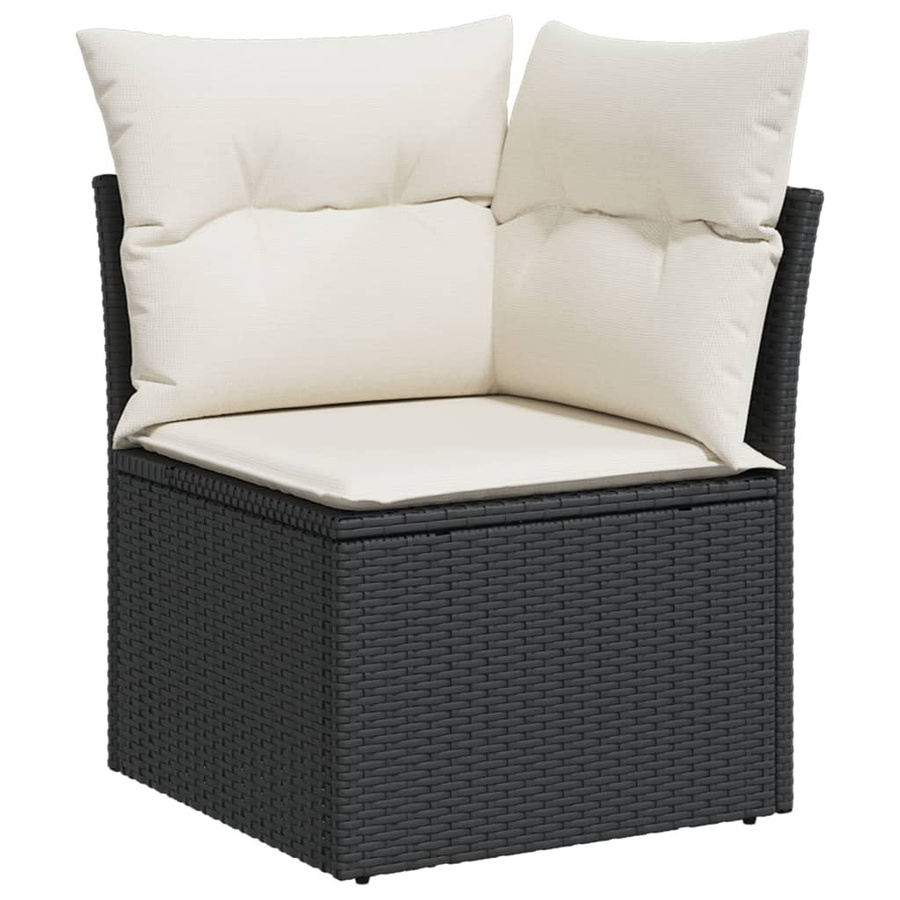 vidaXL 6-teiliges Garten-Sofagarnitur Set in L-Form aus Polyrattan mit Kissen in Schwarz - Bild 5
