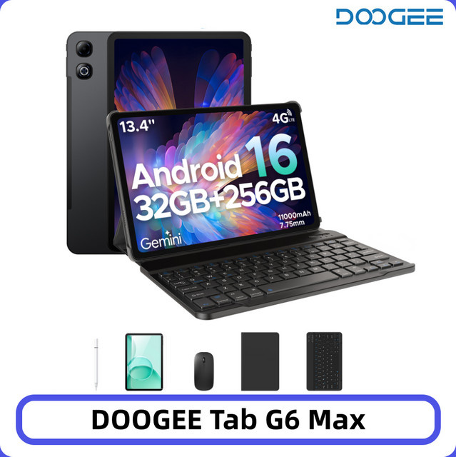 DOOGEE Tab G6 Max 2-in-1 Tablet PC in Schwarz mit 256 GB Speicher, 32 GB RAM, 13,4 Zoll FHD+ Display und Android 16 - Bild 1