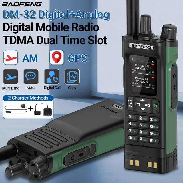 Baofeng DMR DM-32 Digitales Walkie-Talkie mit GPS, Dual Mode Analog/TDMA, AM/FM und APRS in Schwarz - Bild 1