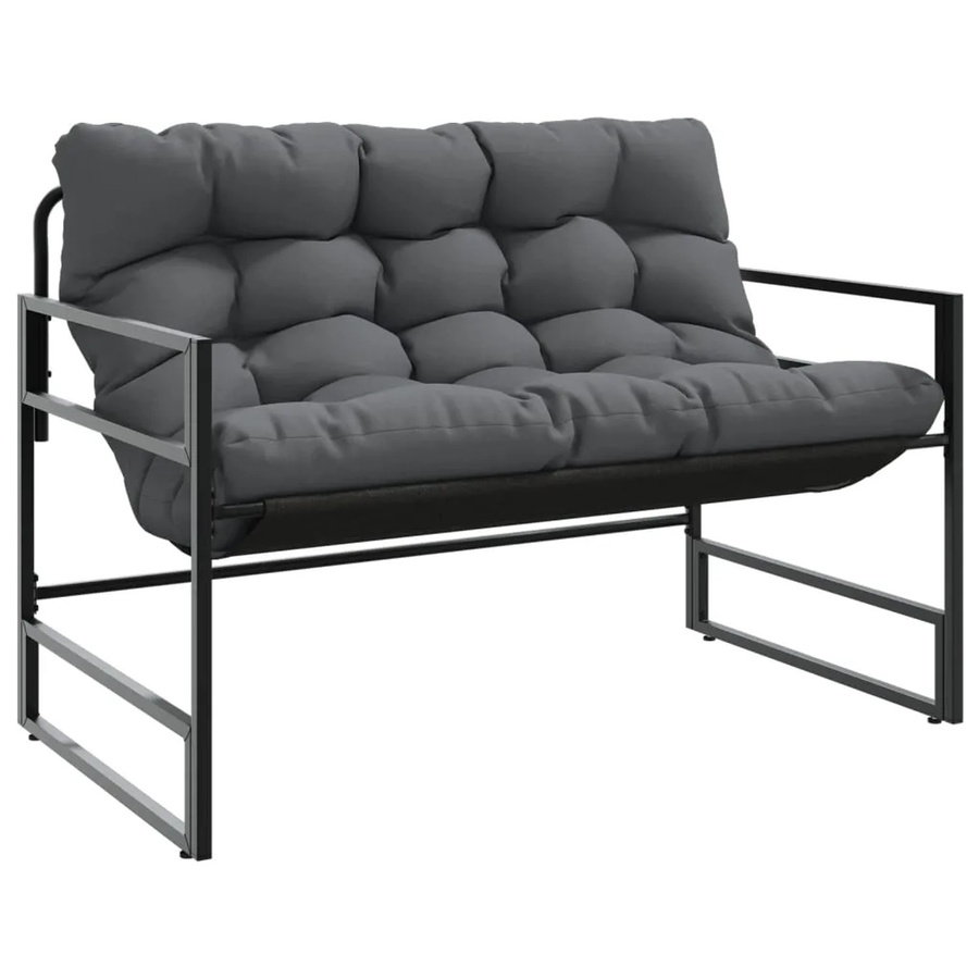 vidaXL Gartenbank mit Kissen in Anthrazit aus Stahl und Kunststoff, Breite: 113 cm - Bild 2