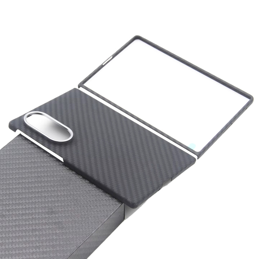 ZXKE True Fiber Case für Samsung Galaxy Z Fold8, Aramidfaser-Hülle mit magnetischer Autohalterung und eingebetteter Eisenplatte, Schwarz - Bild 3