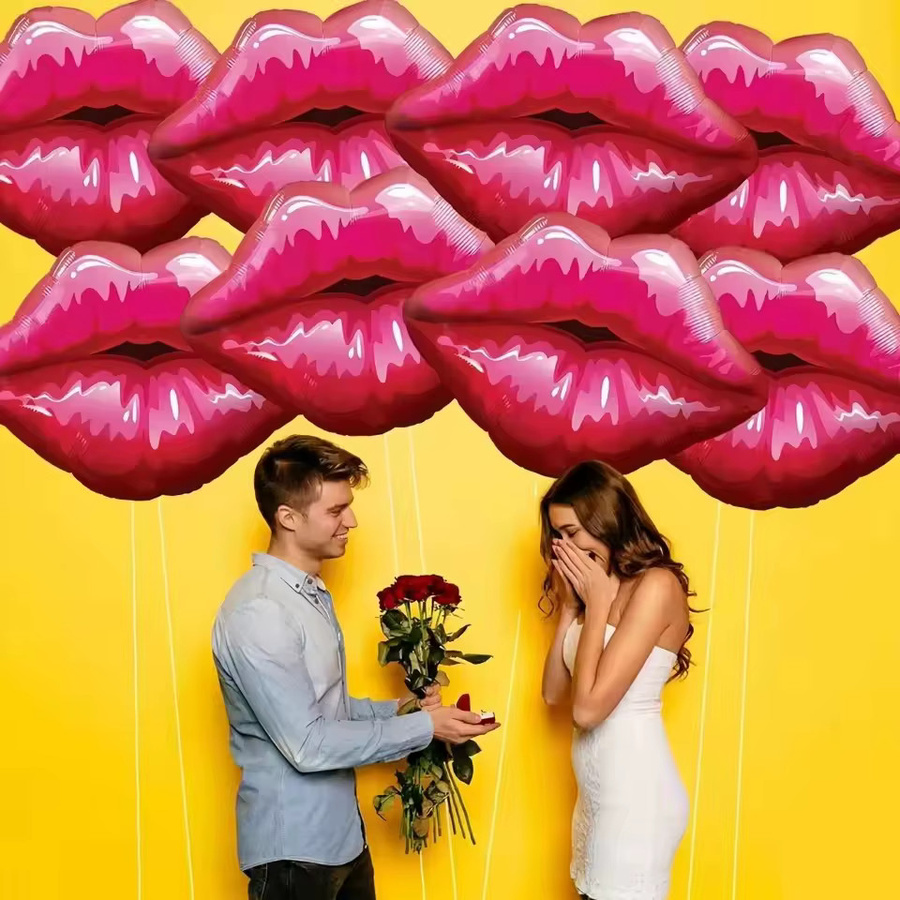 5 Stück rote Lippen und Lippenstift Aluminiumfolien-Ballons von BALONAQ für Valentinstag und Dekorationen - Bild 5