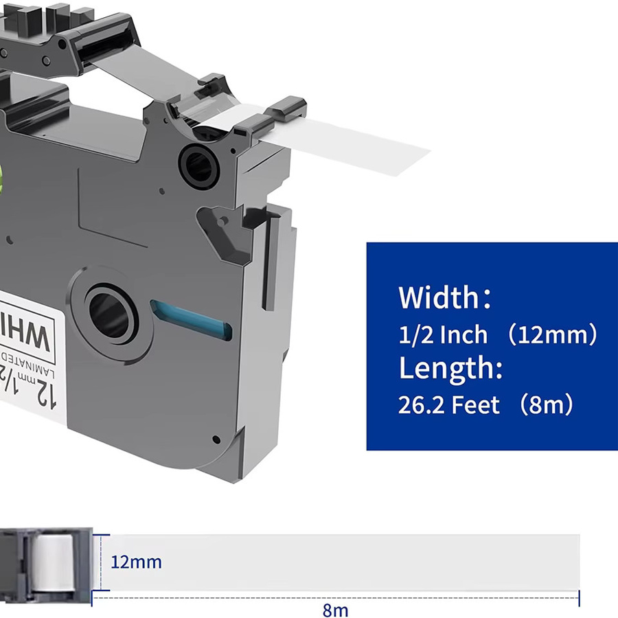 Brother Tze Tape TZe-231 Klebeband Schwarz auf Weiß für P-Touch Label Maker, Breite: 12 mm - Bild 1