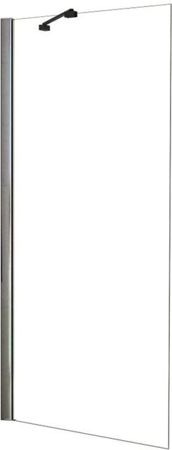 AICA Walk In Duschwand Schwarz mit Stabilisator, Glas transparent, B/H: 90 x 195 cm - Bild 1