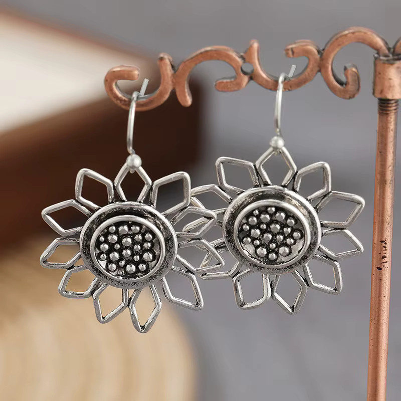 YoYo Haken-Ohrringe, Sonnenblumen-Design, Silber, Damen - Bild 2