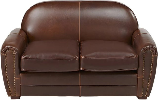 Vente-unique Sofa Baudoin in Schokobraun aus Leder mit Armlehnen, Breite: 150 cm - Bild 1