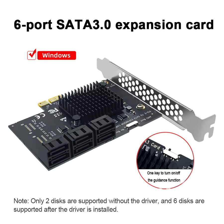 ALLOYSEED PCI-E 1X zu SATA 3.0 6 Port Controller Card RAID Adapter in Schwarz - Bild 3