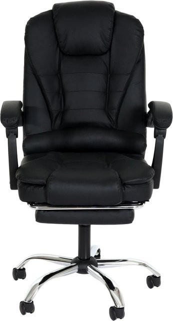 Proregal Bürostuhl in Schwarz aus Kunstleder mit ausziehbarer Fußstütze, Drehstuhl und Armlehnen, H 110 cm x B 63 cm x T 103 cm, Sitzhöhe 48 cm - Bild 1