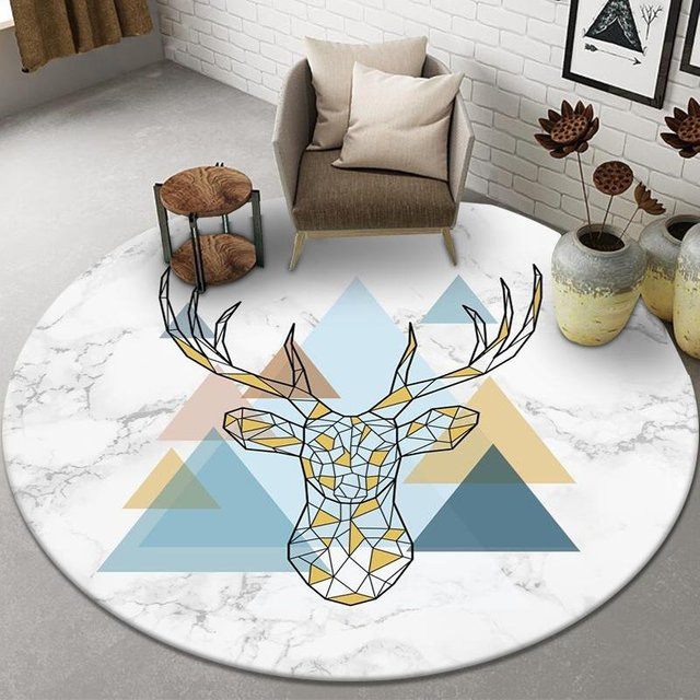 Wucifang Jewelry Weicher Plüsch Teppich mit Cartoon-Motiv für Kinder, Rund, Mehrfarbig, Durchmesser: 60 cm - Bild 1