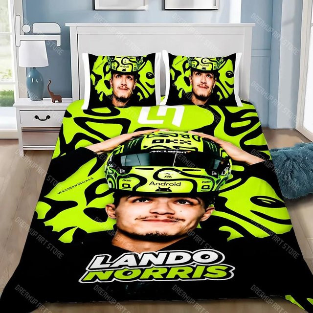 Bettwäscheset Lando Norris mit Bettbezug und Kissenbezug, Grün, Microfaser, B/H: 150 x 200 cm - Bild 1