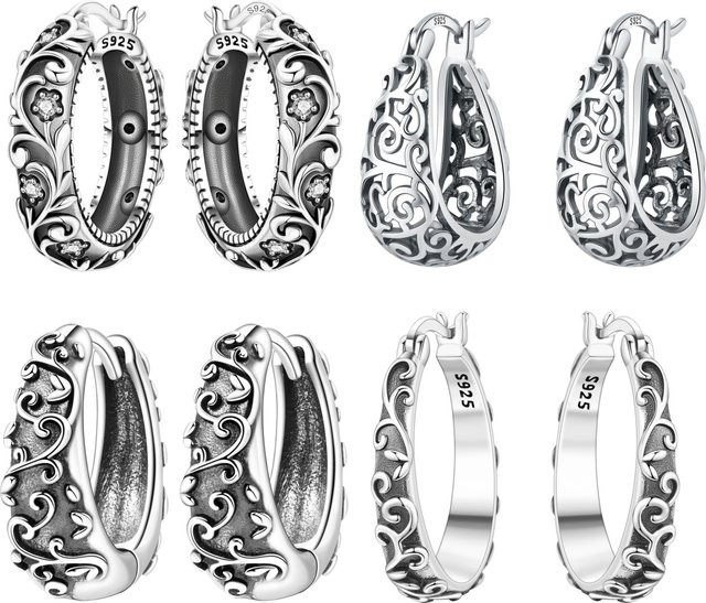 Orstarry Ohrringe, 925 Sterling Silber, Blumenmuster, Damen - Bild 1