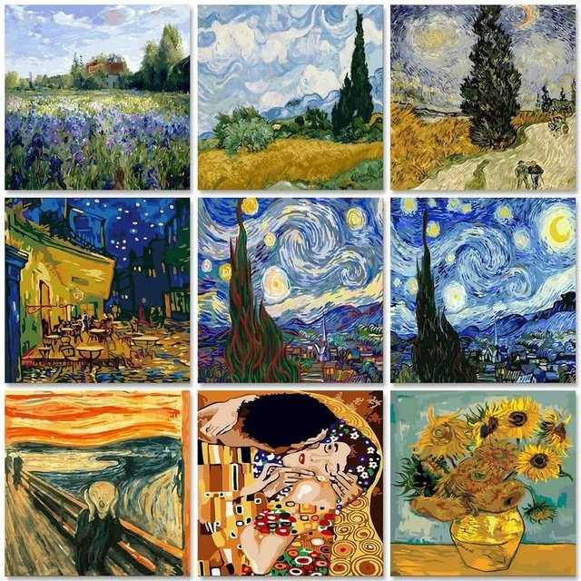 GATYZTORY Van Gogh Landschaft Malen nach Zahlen auf Leinwand - Bild 1