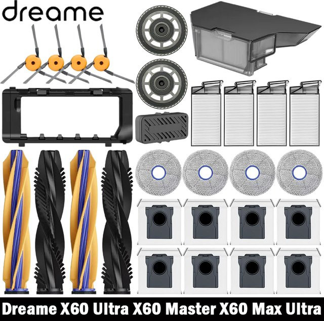 Dreame X60 Ultra X60 Master X60 Max Ultra Roboterstaubsauger Zubehör Set mit Staubbeuteln Hauptbürsten Seitenbürsten Hepa-Filtern und Wischtüchern in Multicolour - Bild 1