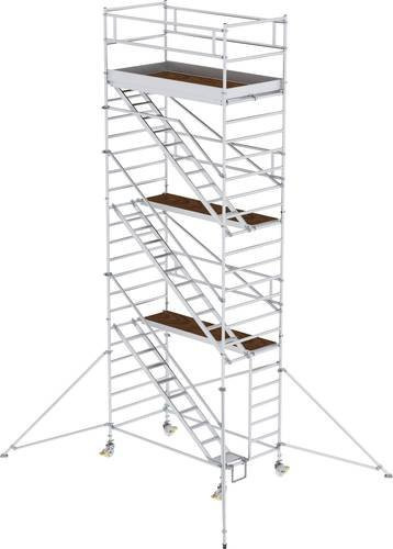 MUNK Günzburger Steigtechnik Alu-Rollgerüst mit Schrägaufstiegen in Silber, Arbeitshöhe: 8,4 m, Plattform-Höhe: 6,35 m, Länge: 2,45 m - Bild 1