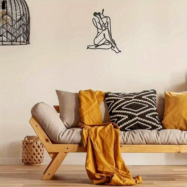 CIFbuy Moderne abstrakte Wandskulptur aus Metall – Minimalistische weibliche Eisendraht-Kunst für dein Zuhause - Bild 1