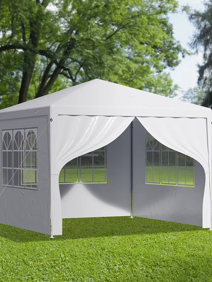 LOEFME Outdoor-Pavillon Markisenzelt für 6-8 Personen, wasserdicht und winddicht mit UV-Sonnenschutz und abnehmbaren Seitenwänden, B/T: 400 x 300 cm, grau/weiß - Bild 6