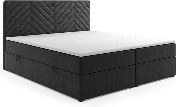 M-Punkt Boxspringbett MALIBU mit Bettkasten in Schwarz aus Webstoff, B/T: 180 x 200 cm
