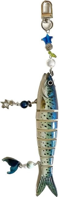 Fisch Schlüsselanhänger, Perlen, grau, Unisex - Bild 1