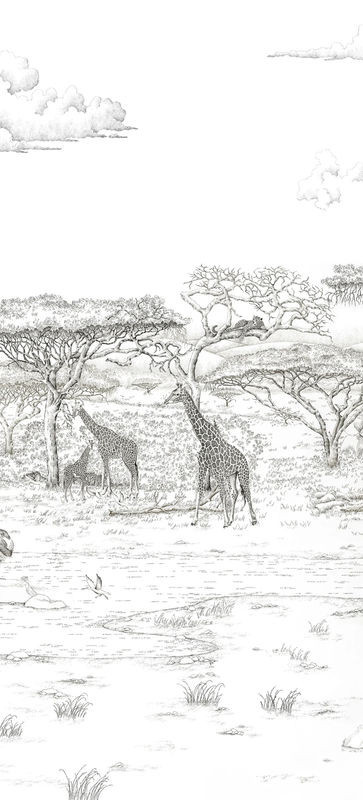 Isidore Leroy Wandbild Vallee du Rift Grisaille Panel B mit Tierprint in Grau Schwarz Weiß - Bild 1