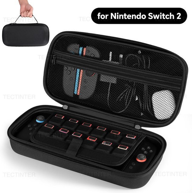Tragbare Traval-Tragetasche für die Nintendo Switch 2 Konsole in Schwarz mit schützender EVA-Hartschale und großem Stauraum für Zubehör - Bild 1