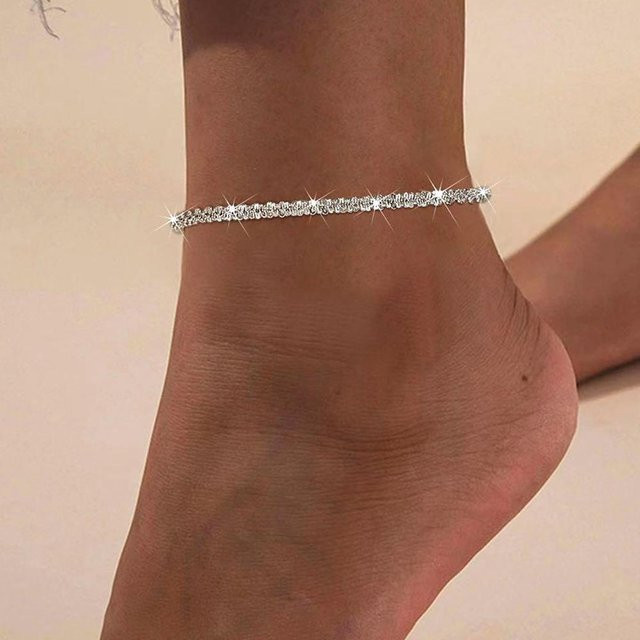 Lucky Star Jewelry Fußkettchen Edelstahl, Silber, Zirkonia, Damen - Bild 1