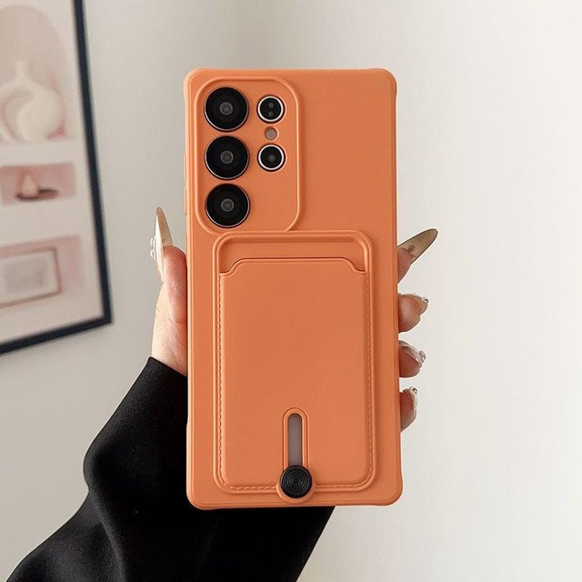 Stoßfeste Handyhülle mit Kartenetui und Geldbörse für Samsung Galaxy S26 S25 Ultra S24 Plus S23FE A36 A56 A07 A17 A57 A37 5G in Orange - Bild 1