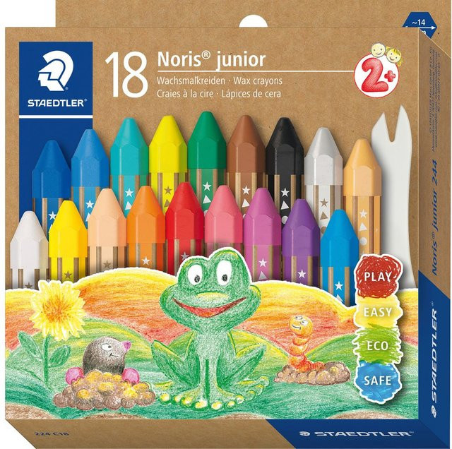 Staedtler Noris Junior Wachsmalkreide Set, 18 Farben, Mehrfarbig - Bild 1
