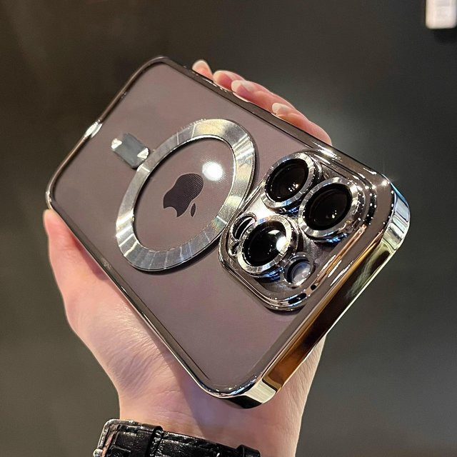 Apple Silikonhülle für iPhone 13 Pro Max, transparent, stoßfest mit magnetischer Beschichtung für MagSafe kabelloses Laden - Bild 1