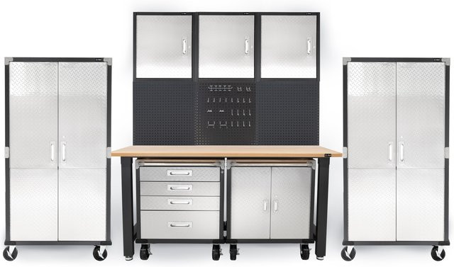 RIKTA ProLine Werkbank Set Ultimate 9-teilig aus Stahl in Grau und Silber, B/T/H: 162,5 x 71,0 x 61,0 cm - Bild 1