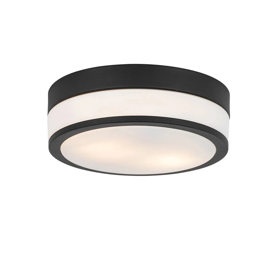 QAZQA Moderne Deckenleuchte Flavi in Schwarz mit Opalglas, IP44, Durchmesser: 28 cm - Bild 2