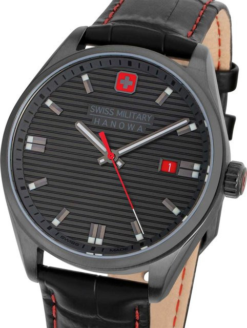 Swiss Military Hanowa Roadrunner Herrenuhr, Quarz, Edelstahl, 40 mm, Lederarmband, 10 ATM - Bild 1
