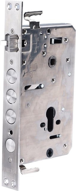 mfySpace Multifunktionales Tür-Einsteckschloss mit Fingerabdruck und mechanischer Funktion, Edelstahl, Grau/Silber - Bild 1
