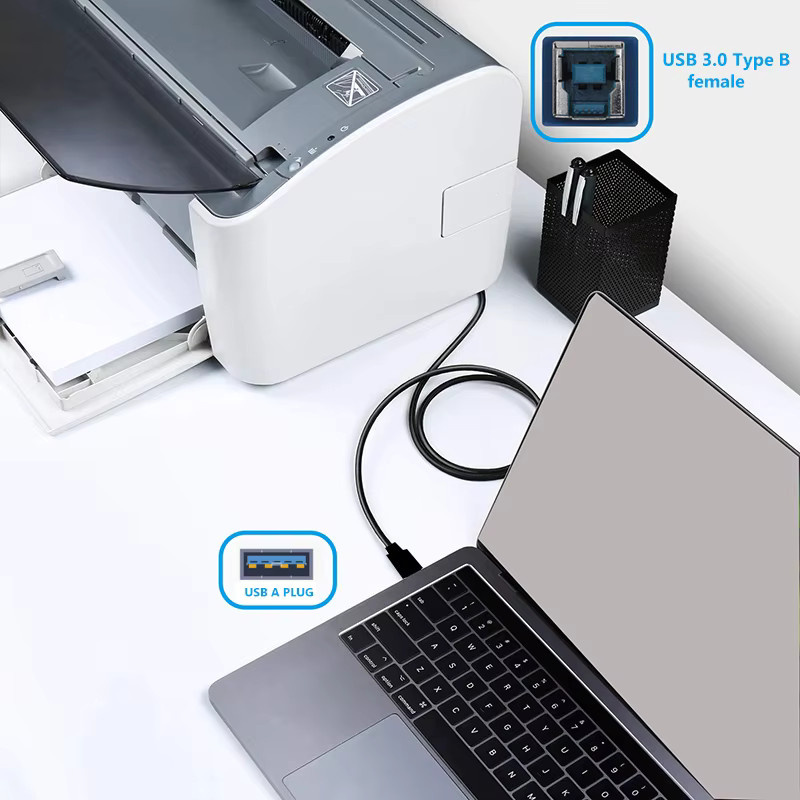 USB 3.0 Kabel Typ A auf Typ B in Schwarz für SATA-Dockingstationen und Festplattengehäuse - Bild 3