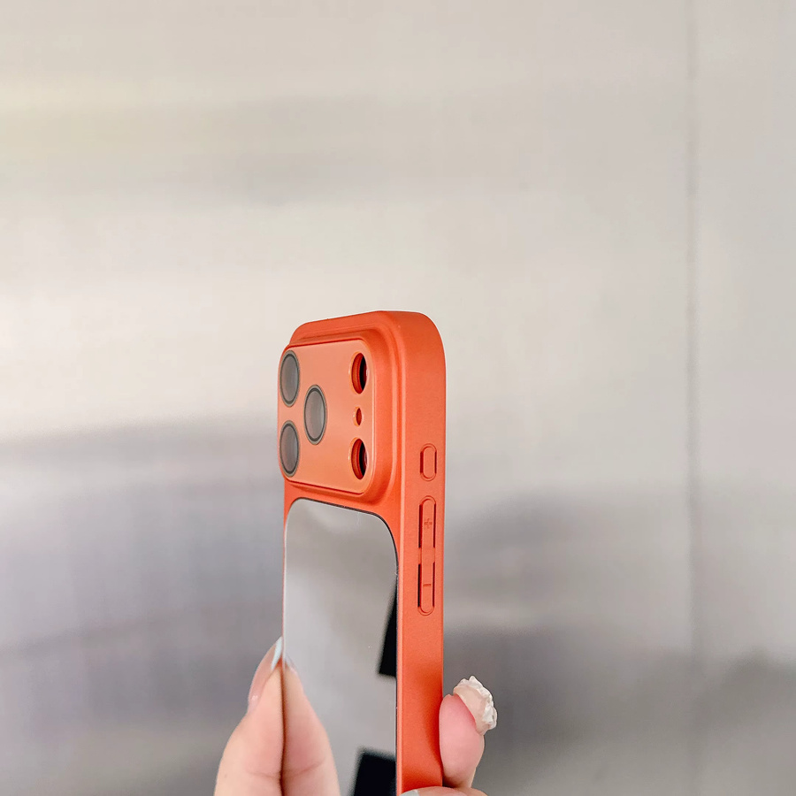 RPKKS Make-up-Spiegel Handyhülle mit Linsenschutz für iPhone 17 Air 16 15 14 13 Pro Max in Pink und Orange - Bild 2