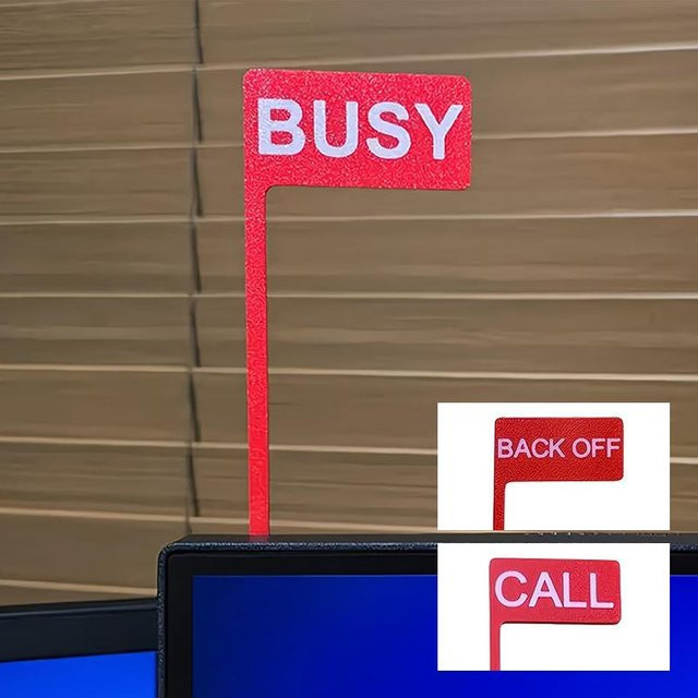 Monitor-Schilder mit Busy-Flagge für das Home Office, rotes Schreibtischzubehör aus Kunststoff mit Busy, On Call und Back Off Statusanzeigen - Bild 1