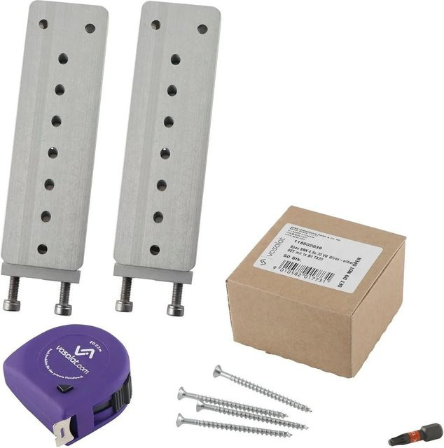 vasalat Set HVP Schwerlastverbinder aus Aluminium in Silber mit Spax Sicherungsschrauben und TX20 Bit, Maße: 130 x 40 x 12 mm - Bild 1