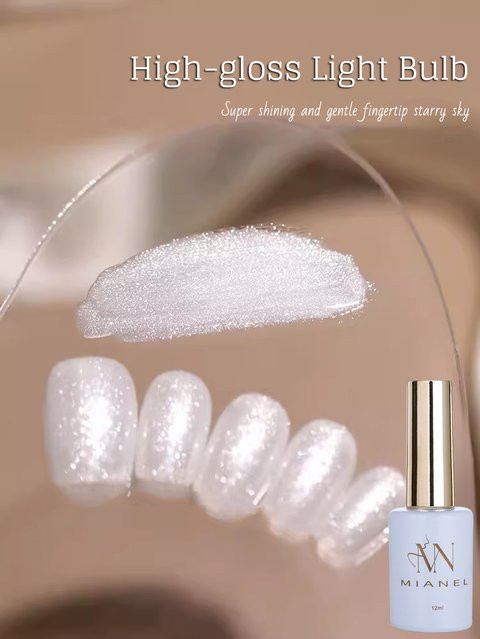 MIANEL Nagellack, Milchweißer Glitzer-Gel, 12 ml - Bild 1