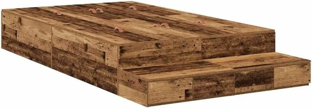 vidaXL Aufbewahrungsbettgestell aus Kiefernholz und Holzwerkstoff in Braun mit Schubladen, B/T/H: 120 x 200 x 31,5 cm - Bild 1