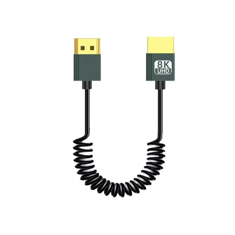 BSN HDMI 2.1 Spiralkabel in Schwarz mit 8K UHD Unterstützung und 90 Grad Winkel für Laptop, PC, Monitor und HDTV - Bild 2